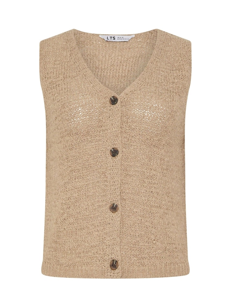 Long Tall Sally Natural Button Knitted Vest Top - Image 5 of 5