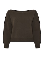Yours Curve Brown Limited Off Shoulder Knitted Jumper - Image 5 of 5