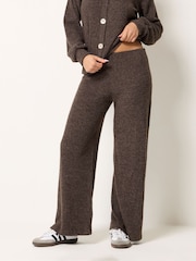 PixieGirl Petite Brown Soft Touch Wide Leg Trousers - Image 2 of 5