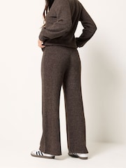 PixieGirl Petite Brown Soft Touch Wide Leg Trousers - Image 3 of 5