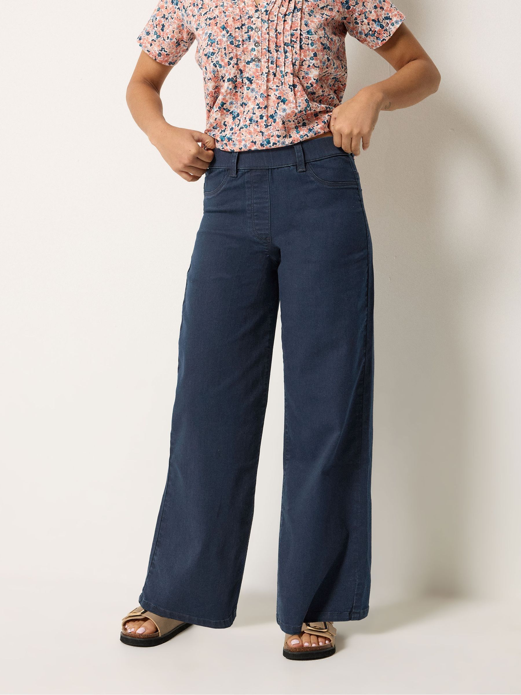 M & Co Women's Blue Petite Wide Leg Jeggings