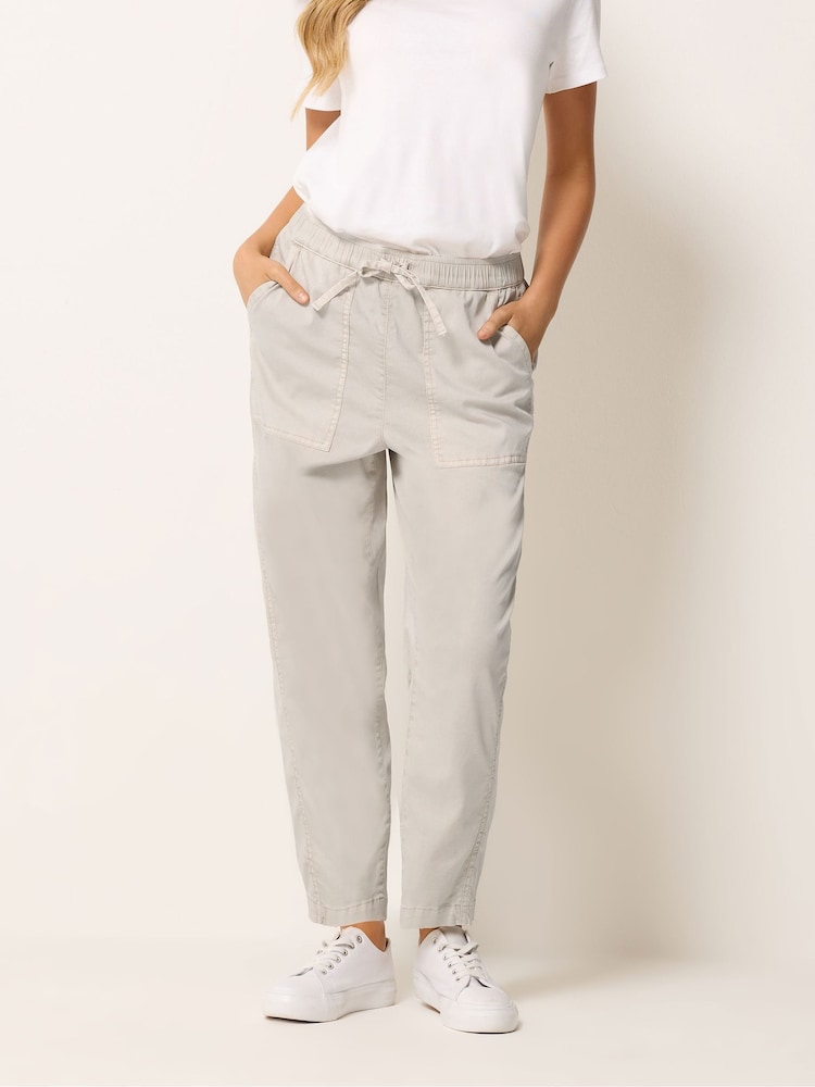 M&Co Natural Petite Soft Barrel Leg Trousers - Image 1 of 5 M&Co Natural Petite Soft Barrel Leg Trousers - Image 1 of 5