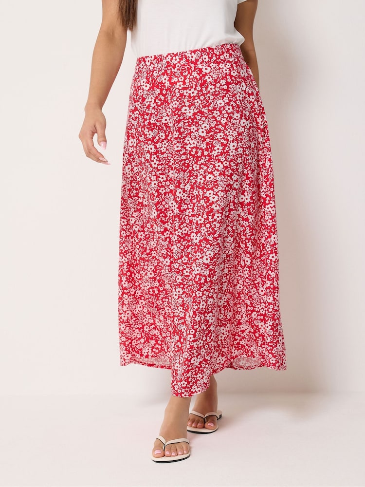 M&Co Red Petite Ditsy Midi Skirt - Image 2 of 5