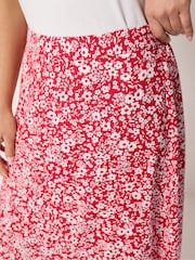 M&Co Red Petite Ditsy Midi Skirt - Image 4 of 5