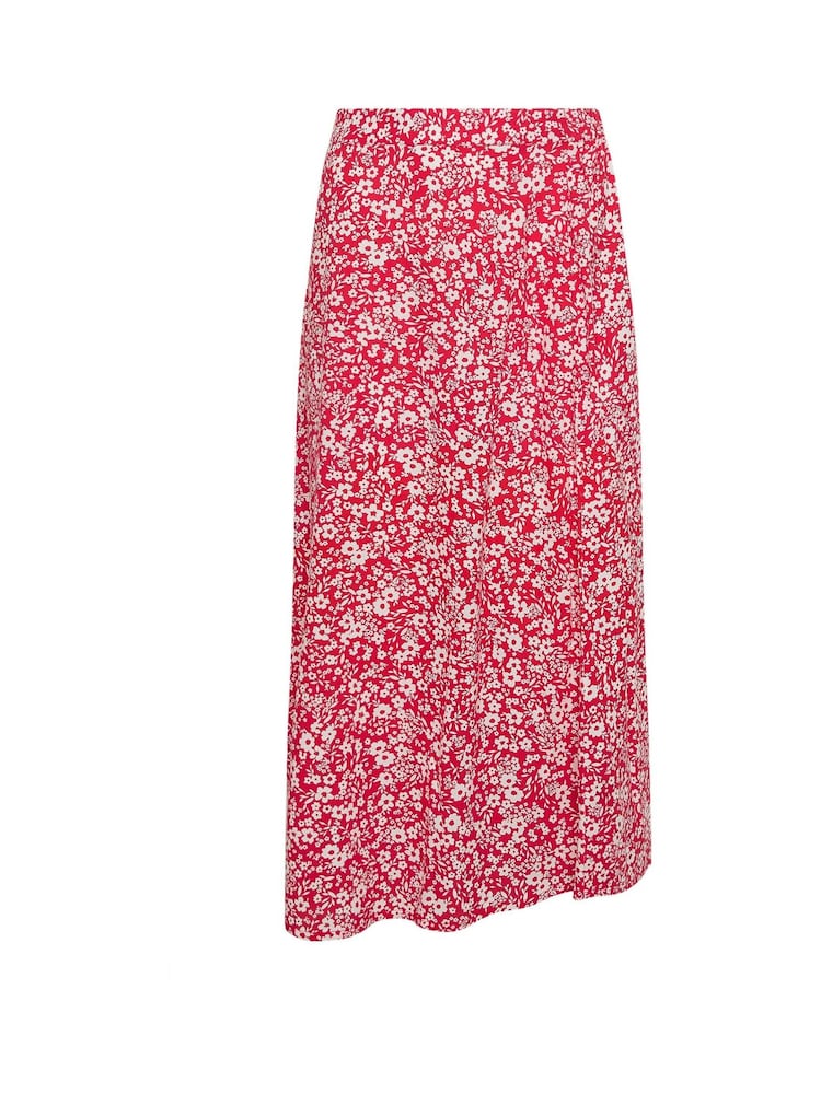 M&Co Red Petite Ditsy Midi Skirt - Image 5 of 5