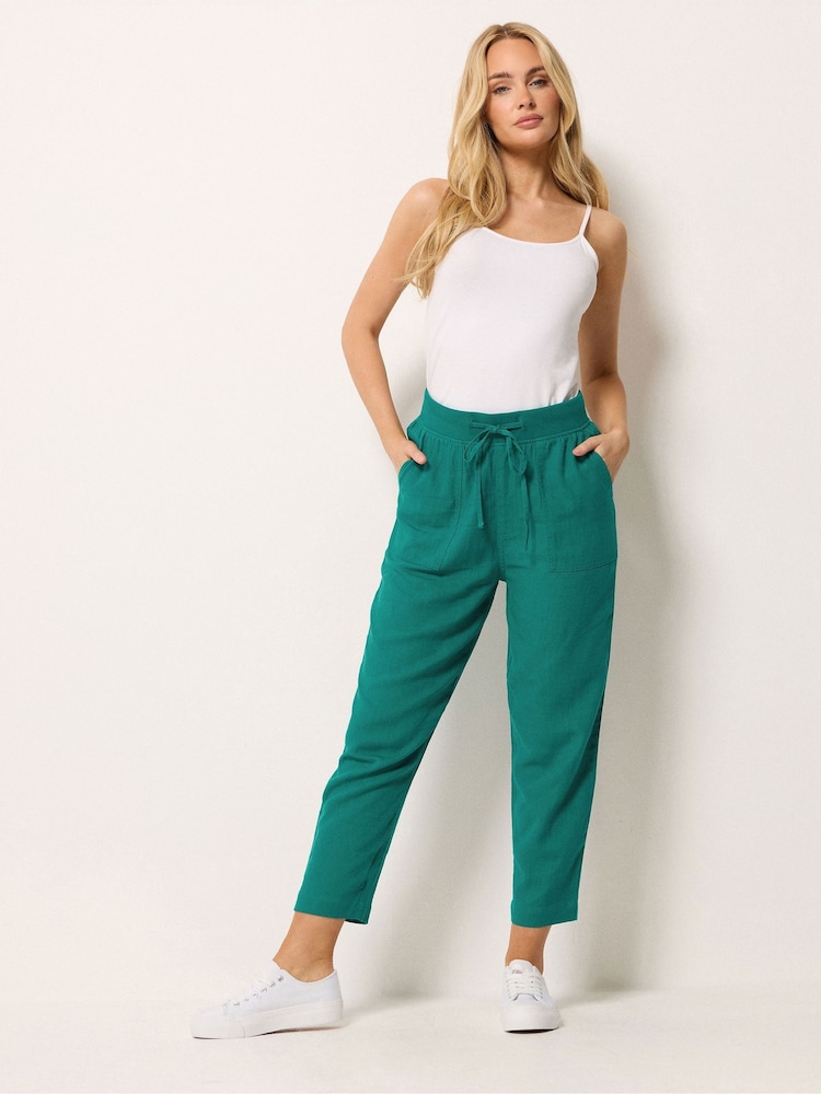 M&Co Blue Petite Linen Blend Cropped Trousers - Image 2 of 5