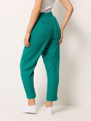 M&Co Blue Petite Linen Blend Cropped Trousers - Image 3 of 5