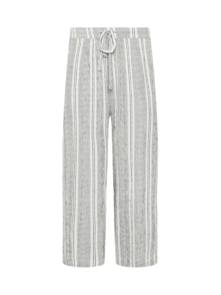 M&Co Grey Petite Stripe Cropped Wide Leg Trousers - Image 5 of 5