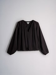 The Set Wide Leg Satin Co-Ord Shirt & Trousers Set Brown - Image 3 of 5