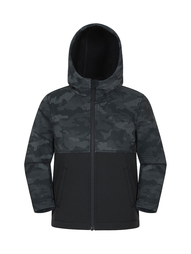 Mountain Warehouse Grey Exodus Kids Printed Water-Resistant Softshell Jacket - Image 1 of 4