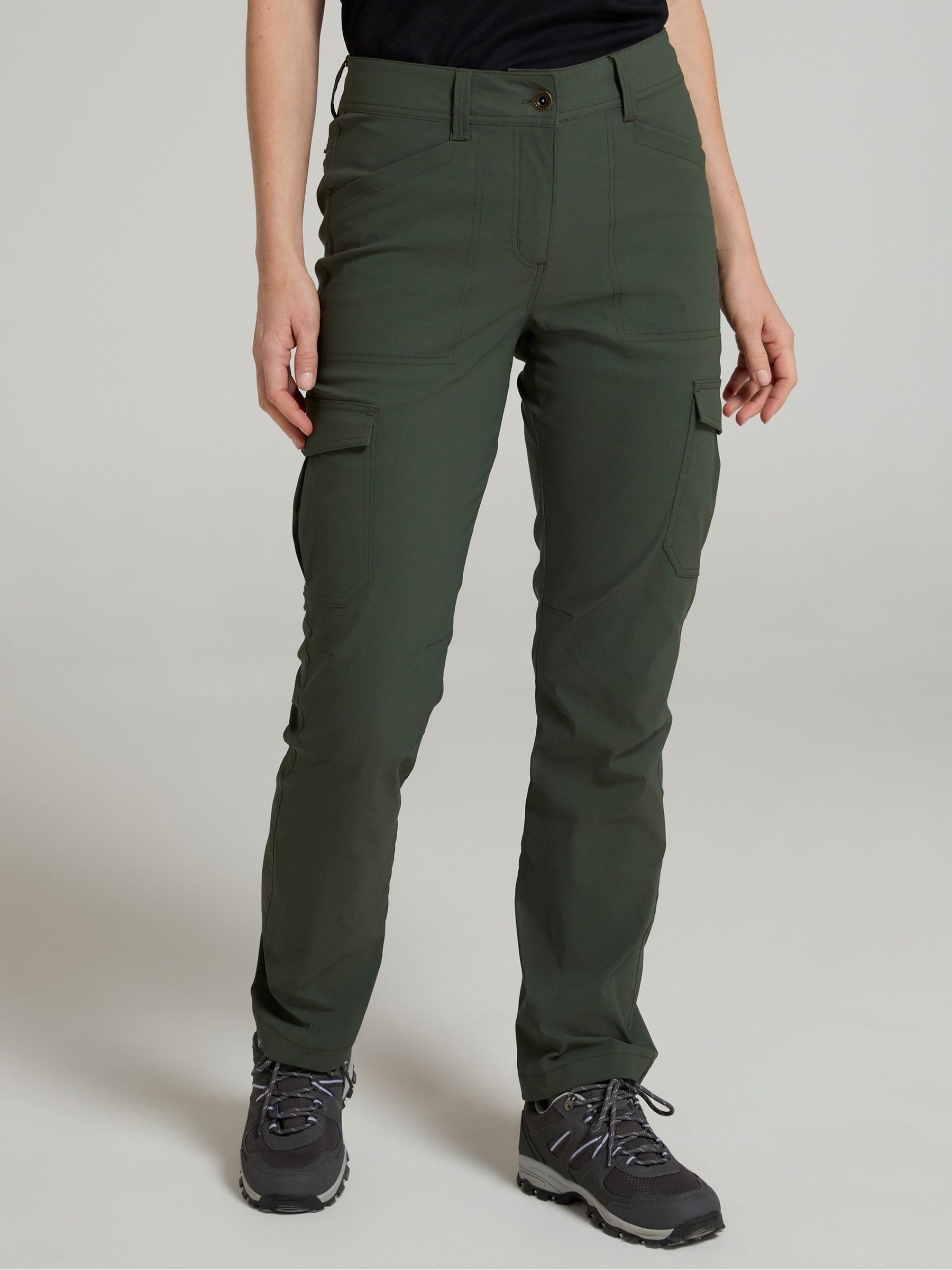 Mountain Warehouse Women's Khaki 'Conniston' Stretchy Cargo Trousers Casual Quick Dry Outdoor Pants In | Size: 16 - Image 2