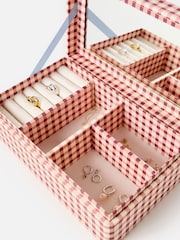 Oliver Bonas Pink Agnes Gingham Jewellery Box - Image 3 of 6