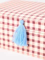 Oliver Bonas Pink Agnes Gingham Jewellery Box - Image 6 of 6