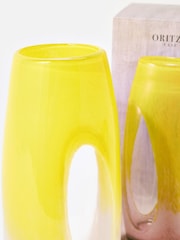 Oliver Bonas Pink Oritzó Yellow Glass Vase - Image 4 of 6