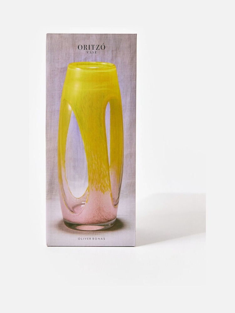 Oliver Bonas Pink Oritzó Yellow Glass Vase - Image 6 of 6