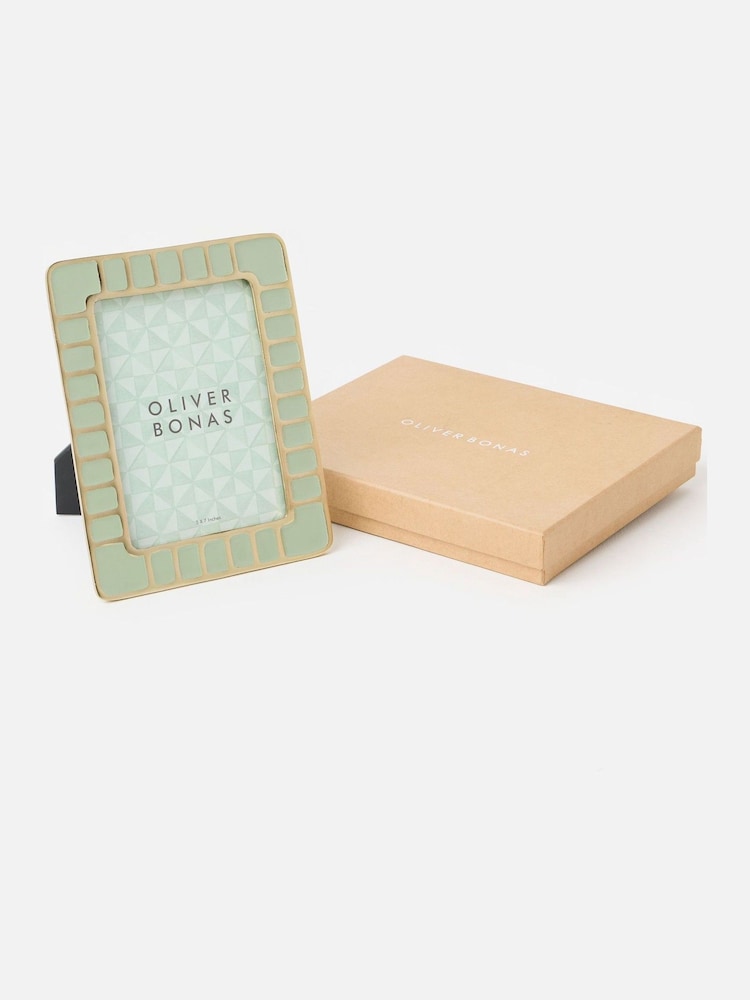 Oliver Bonas Green Cilo Green Enamel Photo Frame 5x7 - Image 5 of 5