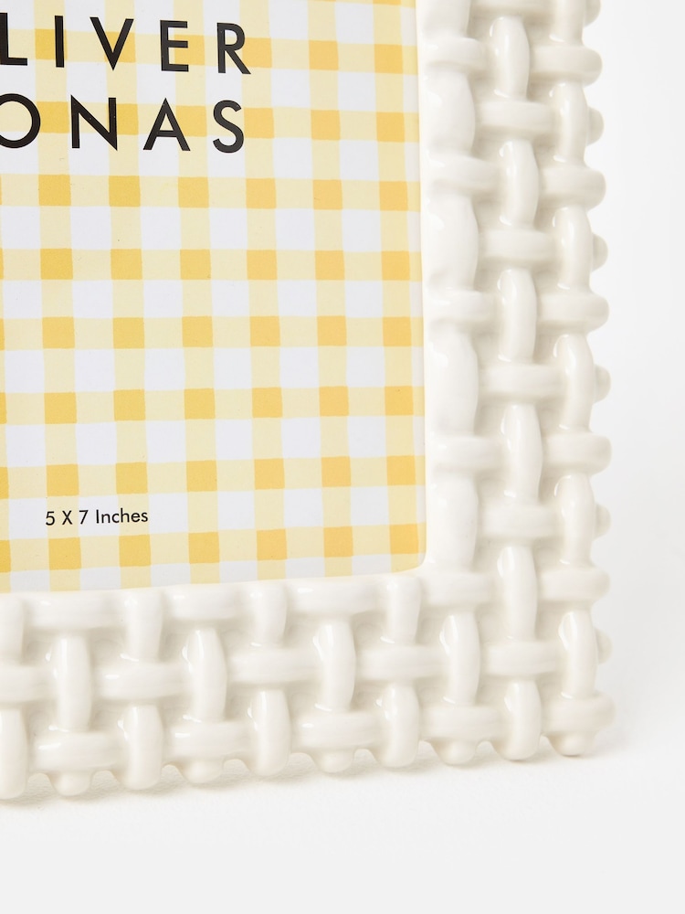 Oliver Bonas Cream Marçà White Lattice Photo Frame 5x7 - Image 5 of 5