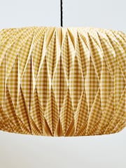 Oliver Bonas Yellow Vadella Gingham Paper Lamp Shade - Image 3 of 4
