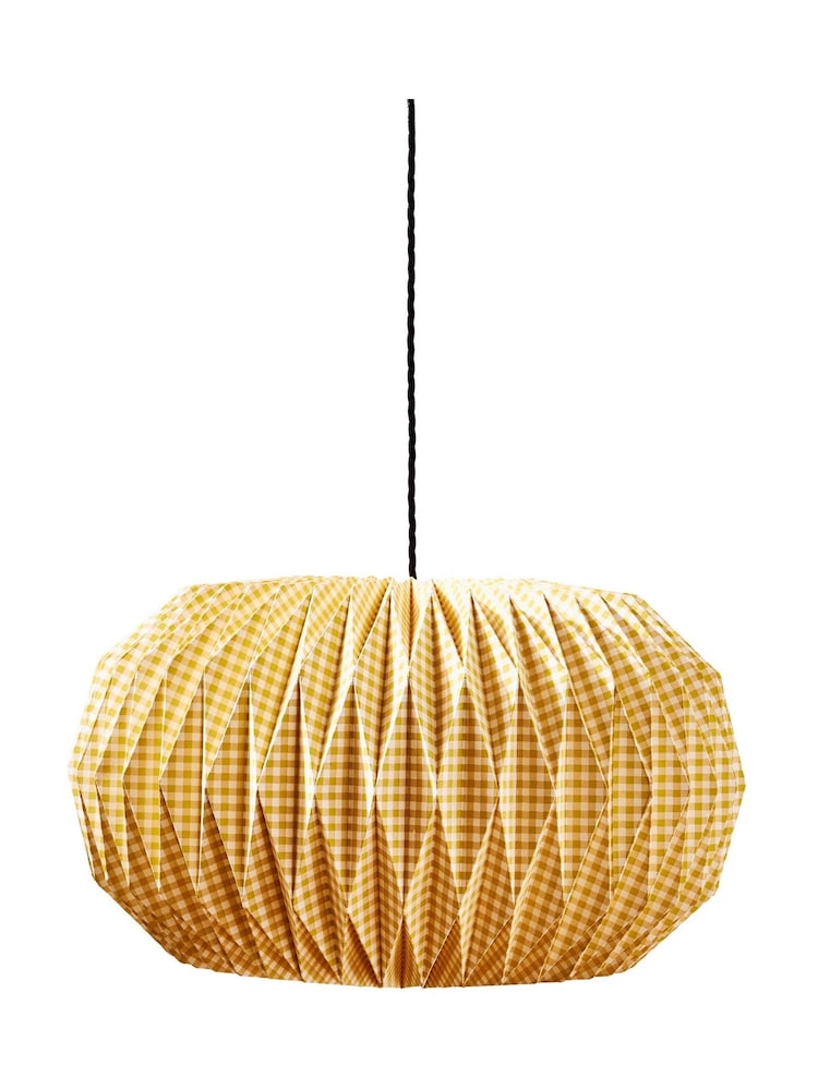 Oliver Bonas Yellow Vadella Gingham Paper Lamp Shade - Image 4 of 4