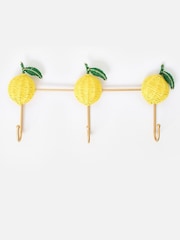 Oliver Bonas Yellow Lemon Raffia Wall Storage Hooks - Image 2 of 5