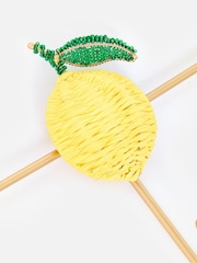 Oliver Bonas Yellow Lemon Raffia Wall Storage Hooks - Image 4 of 5