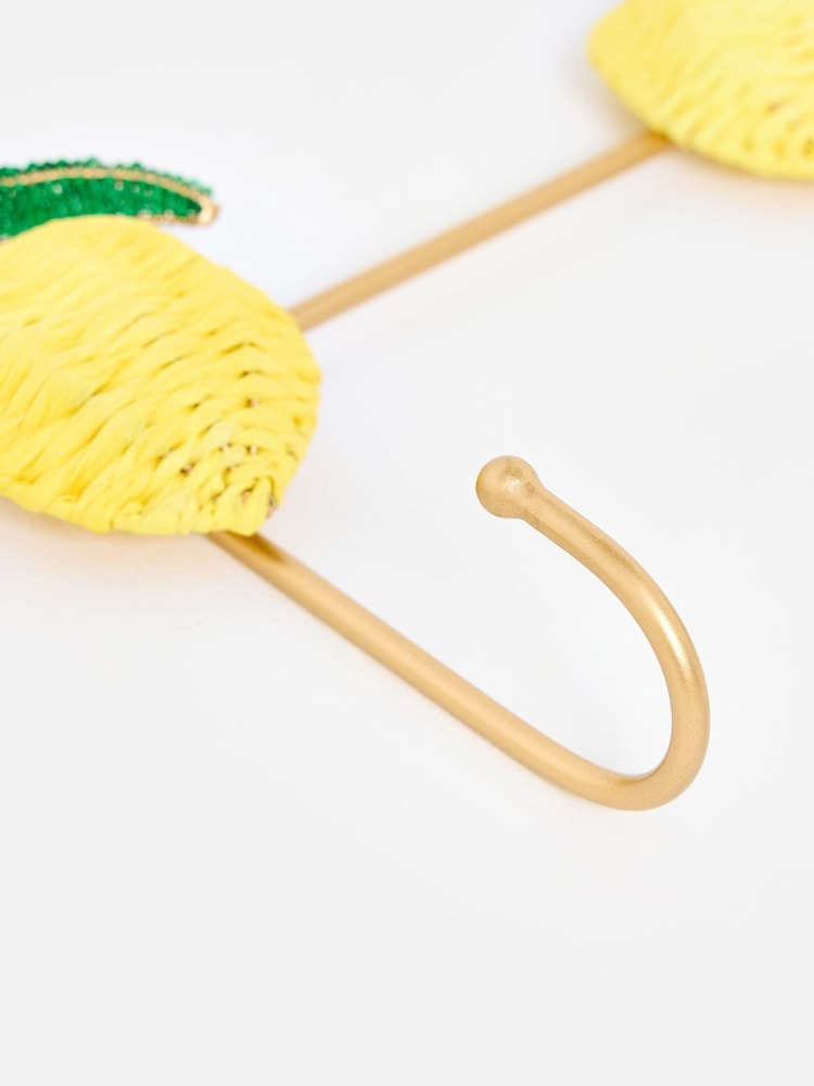 Oliver Bonas Yellow Lemon Raffia Wall Storage Hooks - Image 5 of 5
