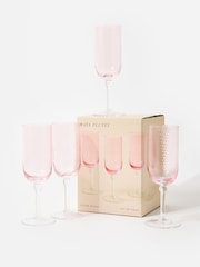 Oliver Bonas Set of 4 Pink Maya Champagne Flutes - Image 2 of 5