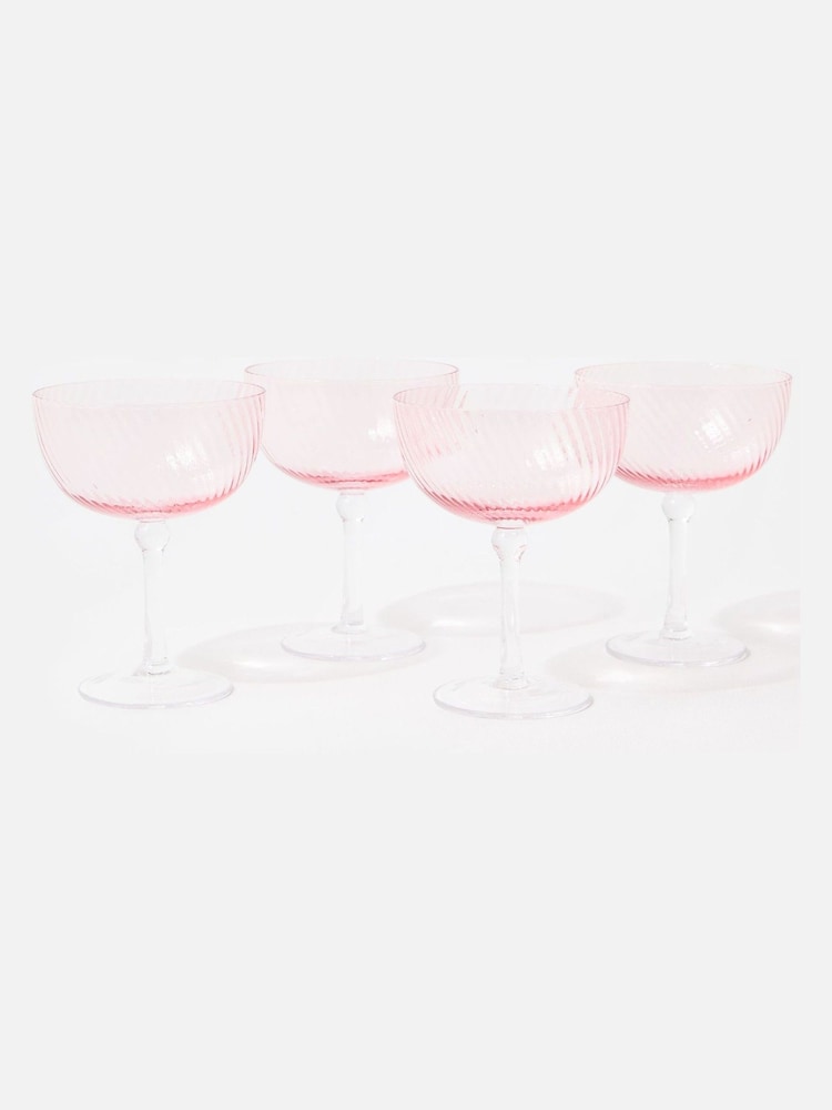 Oliver Bonas Set of 4 Pink Maya Champagne Saucers - Image 1 of 5