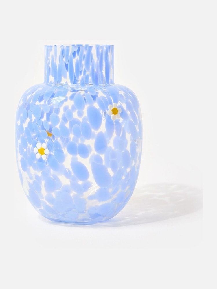 Oliver Bonas Blue Daisy Blue Spot Vase - Image 1 of 6