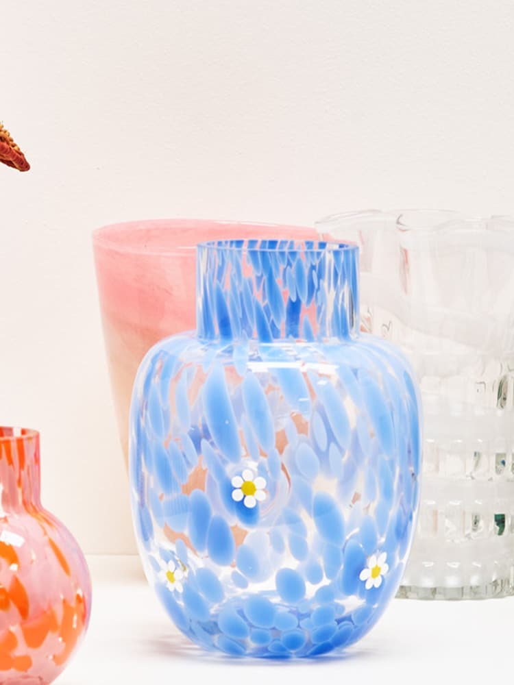 Oliver Bonas Blue Daisy Blue Spot Vase - Image 2 of 6