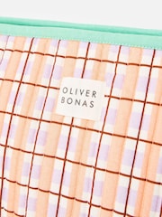 Oliver Bonas Pink & Green Check Wash Bag - Image 4 of 6