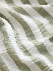 Sage Green/White Stripe Pull On Wide Leg Trousers with Linen - Image 10 of 10