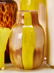Oliver Bonas Yellow Llenya Striped Glass Vase - Image 2 of 6