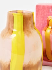 Oliver Bonas Yellow Llenya Striped Glass Vase - Image 4 of 6