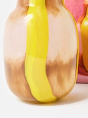 Oliver Bonas Yellow Llenya Striped Glass Vase - Image 5 of 6
