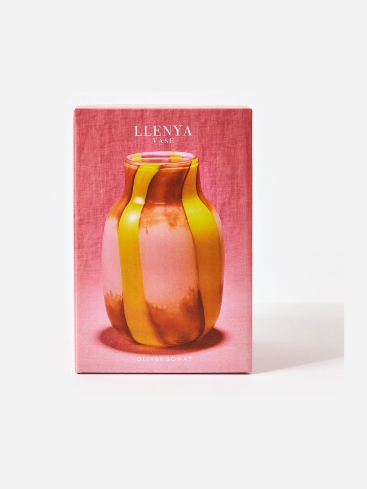 Oliver Bonas Yellow Llenya Striped Glass Vase - Image 6 of 6
