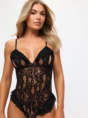 Ann Summers Black Extravaganza Lace Crotchless Teddy - Image 3 of 5