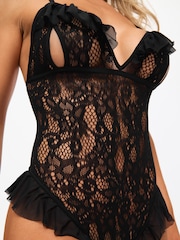 Ann Summers Black Extravaganza Lace Crotchless Teddy - Image 4 of 5