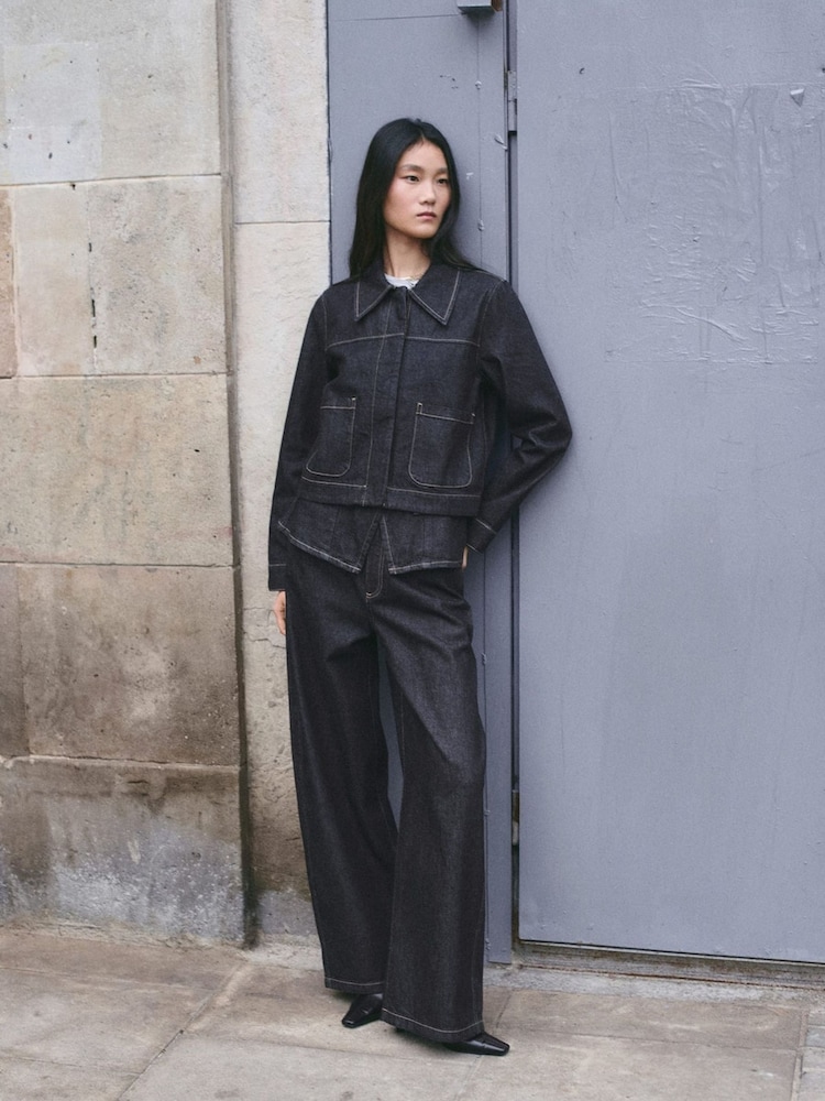 Mango Blue Cotton Blend Balloon Trousers - Image 1 of 4