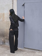 Mango Blue Cotton Blend Balloon Trousers - Image 2 of 4