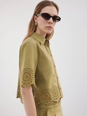Mango Green Cut Out Cropped Shirt - Image 2 of 7