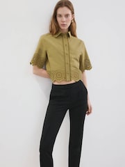 Mango Green Cut Out Cropped Shirt - Image 4 of 7