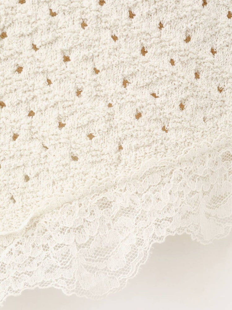 Mango Cream Crotchet Sleeveless Lace Hem Top - Image 7 of 7