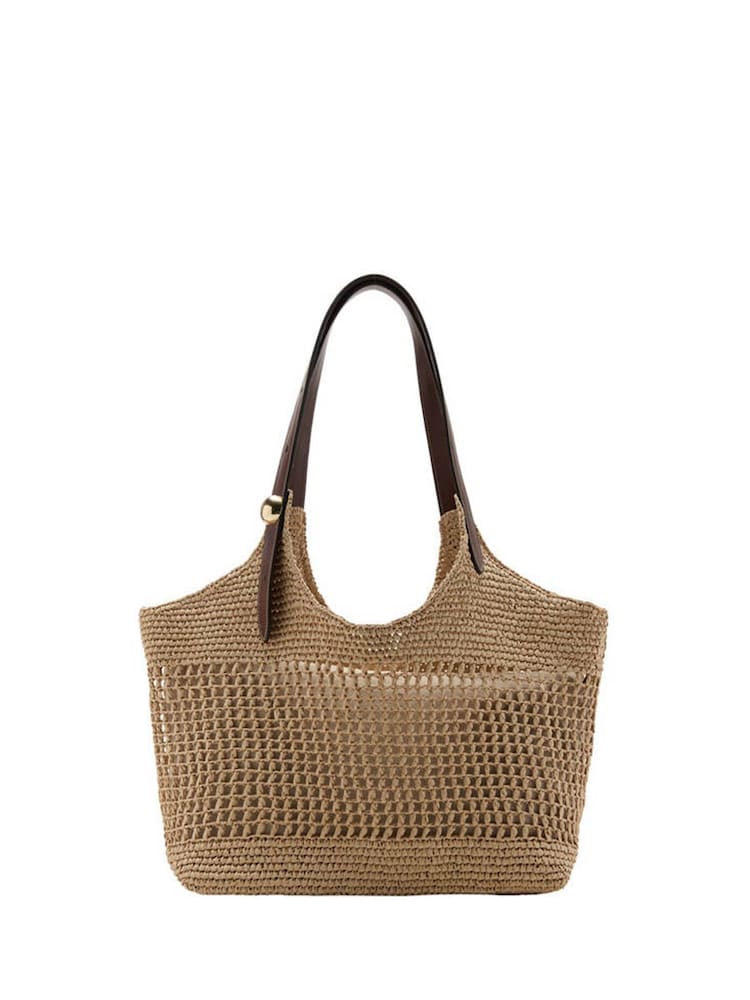 Mango Cream Straw Hardware Detail Tote - Image 5 of 5 Mango Cream Straw Hardware Detail Tote - Image 5 of 5