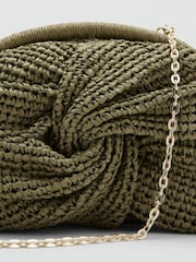 Mango Khaki Green Straw Clutch - Image 3 of 4