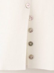 Mango Cream Button Detail Short Sleeve Knitted Top - Image 6 of 6