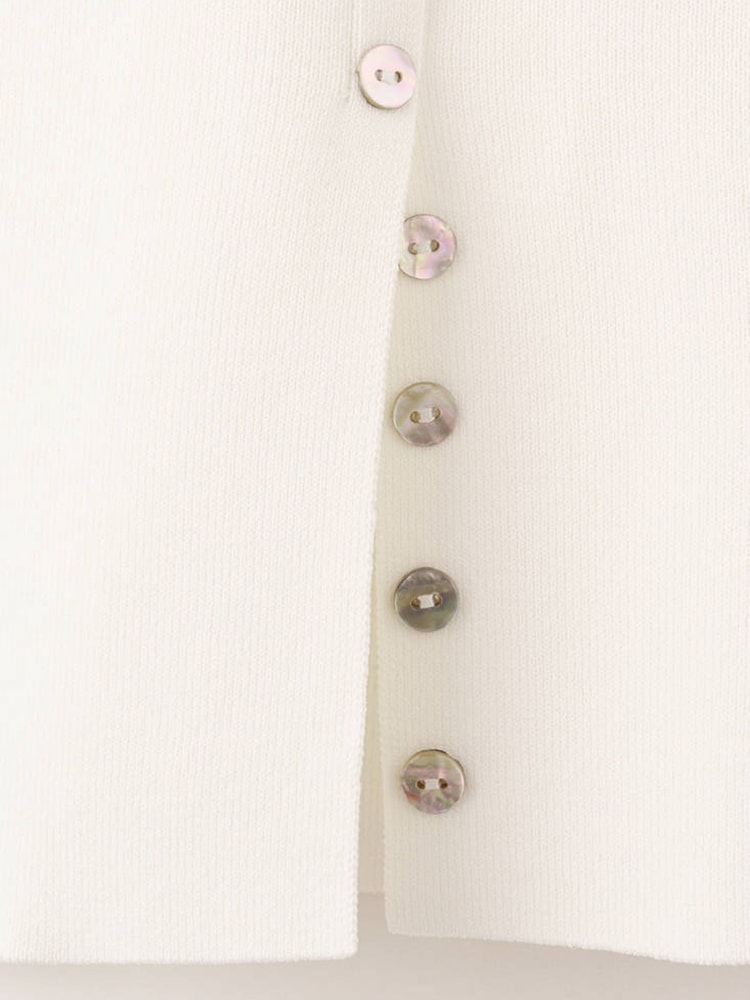 Mango Cream Button Detail Short Sleeve Knitted Top - Image 6 of 6