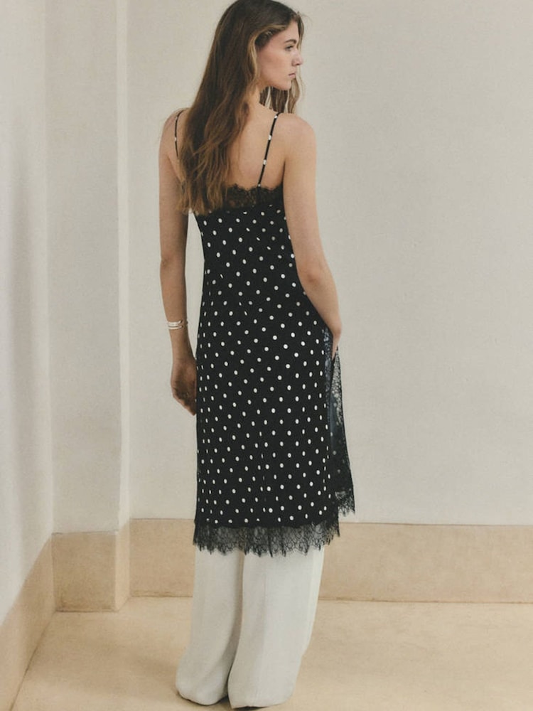 Mango Black Split Hem Lace Cami Top - Image 2 of 7