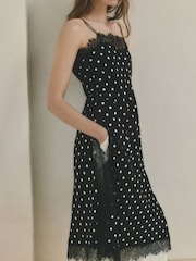 Mango Black Split Hem Lace Cami Top - Image 3 of 7