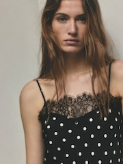 Mango Black Split Hem Lace Cami Top - Image 4 of 7